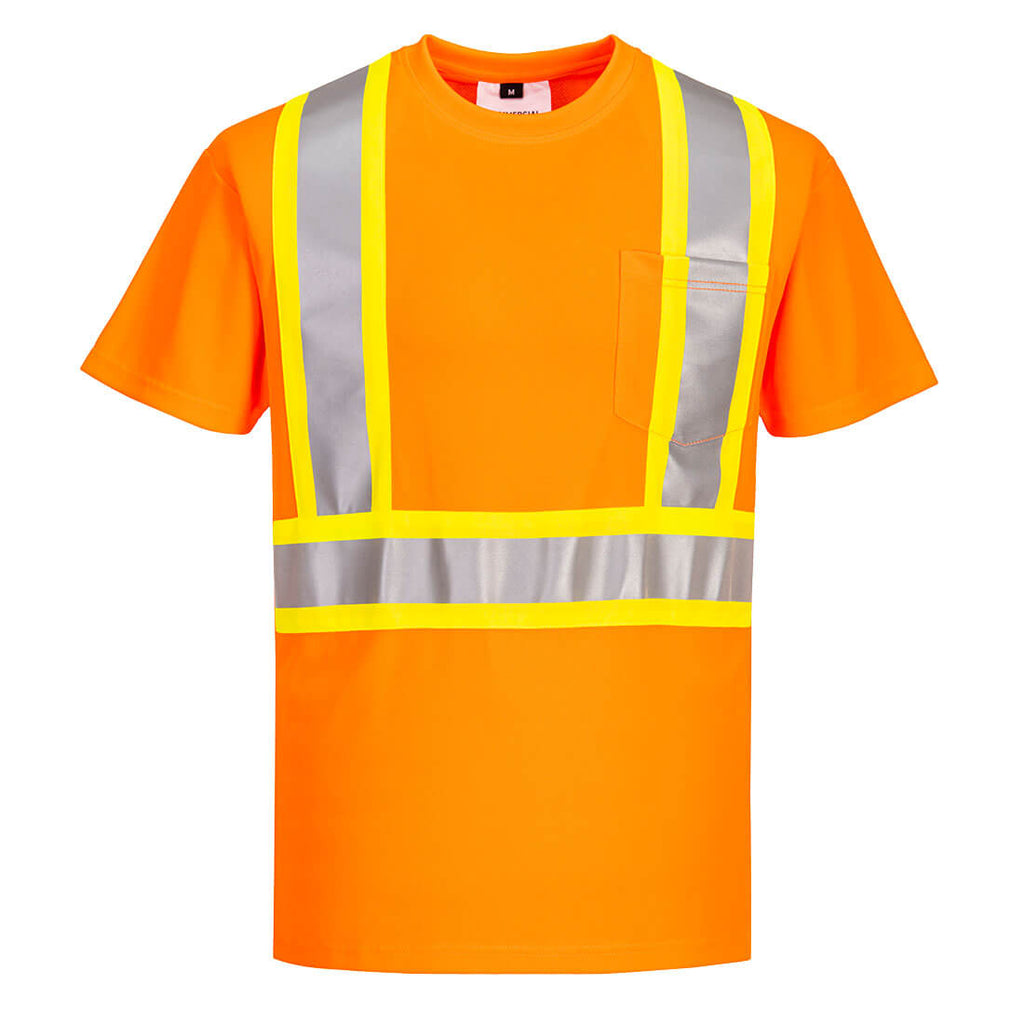 Portwest CA110 - X-Back Contrast Tape Short Sleeve T-shirt - Orange 