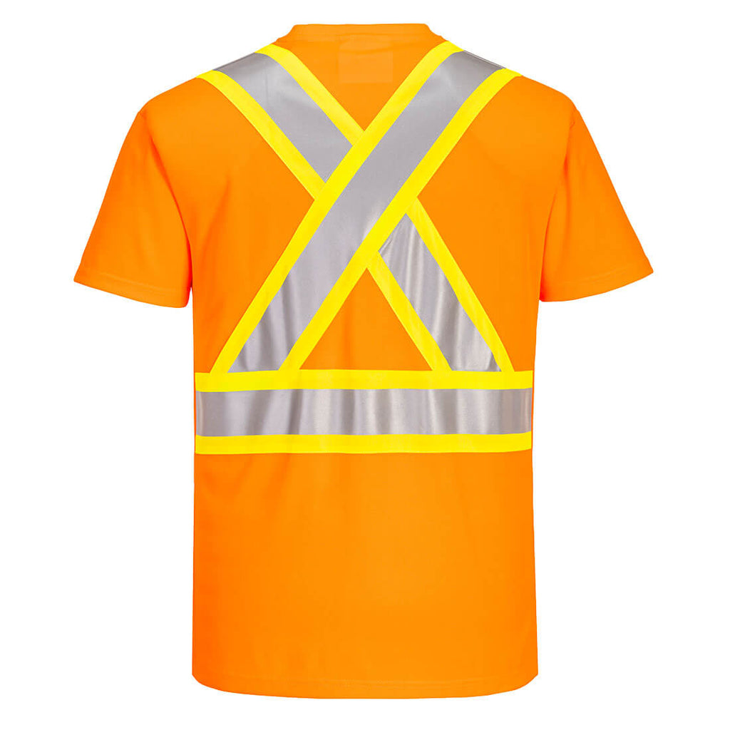 Portwest CA110 - X-Back Contrast Tape Short Sleeve T-shirt - Orange 