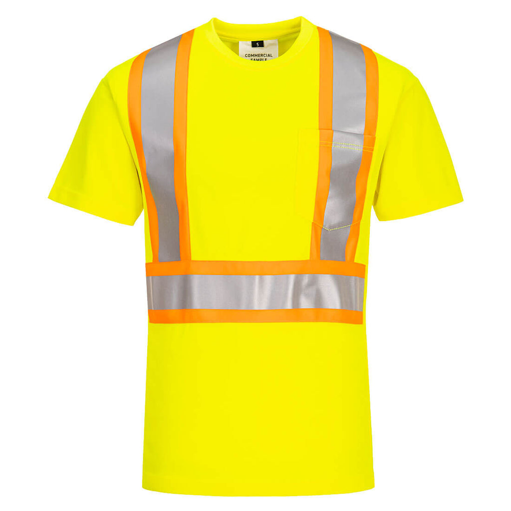 Portwest CA110 - X-Back Contrast Tape Short Sleeve T-shirt - Yellow