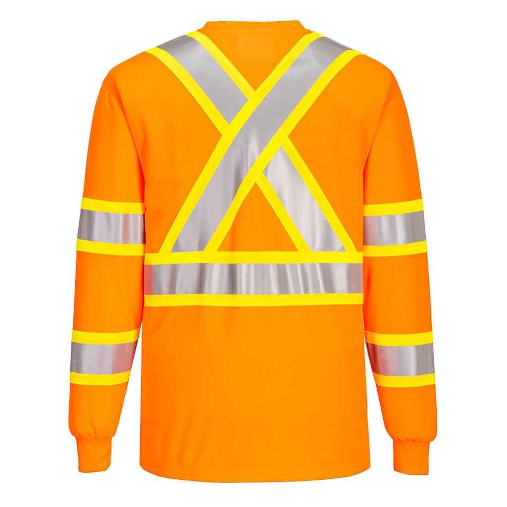 Portwest CA111 - X Back Contrast Tape Long Sleeve T-shirt -Orange