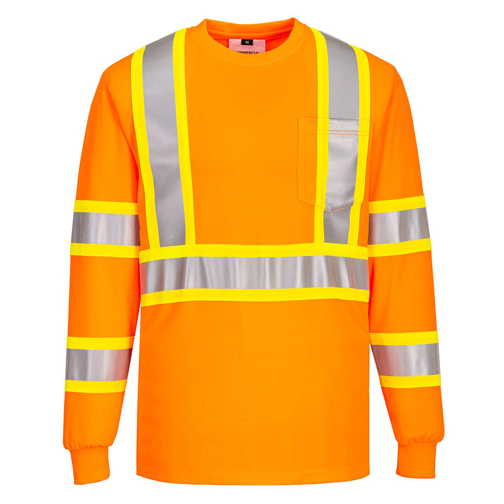 Portwest CA111 - X Back Contrast Tape Long Sleeve T-shirt -Orange