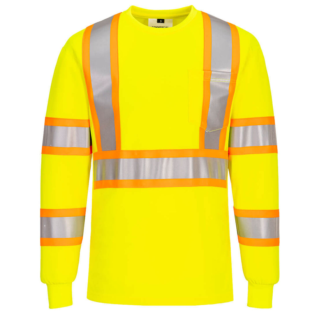 Portwest CA111 - X Back Contrast Tape Long Sleeve T-shirt - Yellow