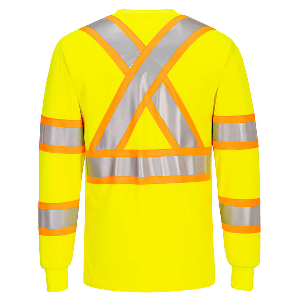 Portwest CA111 - X Back Contrast Tape Long Sleeve T-shirt - Yellow