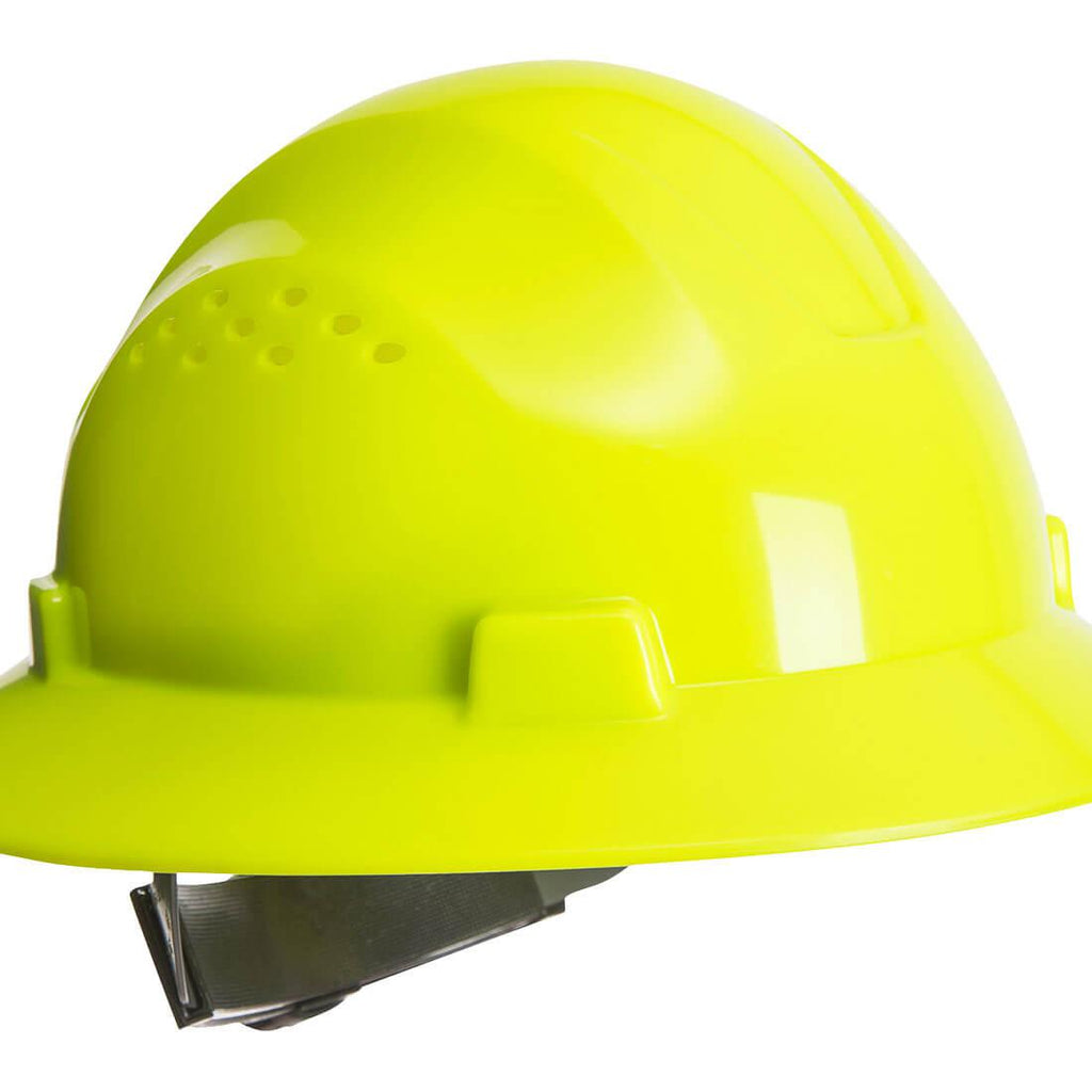 Portwest PW52 - Full Brim Premier Hard Hat Vented Hi-Vis Yellow