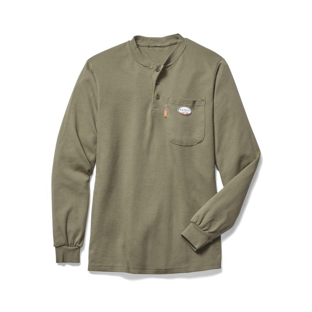 Rasco FR FR0101KH Khaki Henley T-Shirt-Fire Retardant Shirts.com