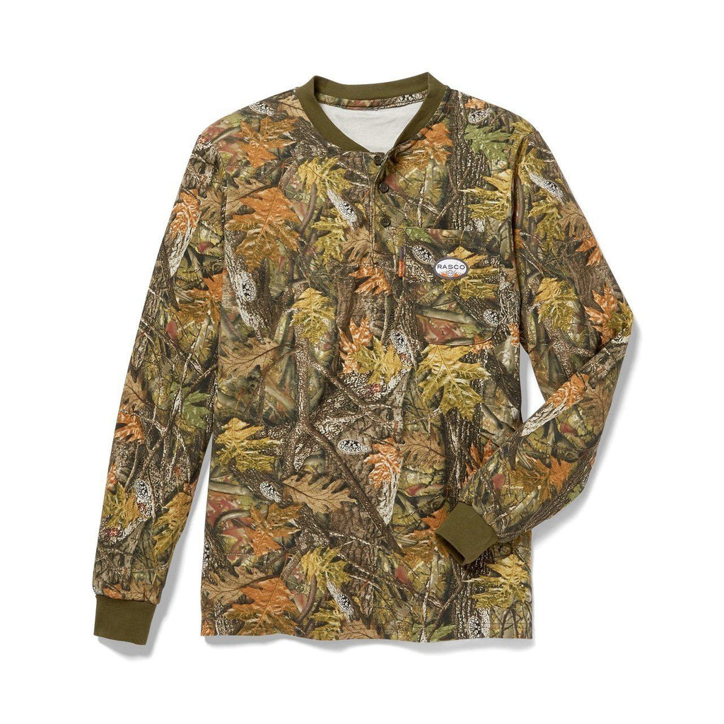 Rasco FR FR0101WC Woodland Camo Henley T-Shirt-Fire Retardant Shirts.com