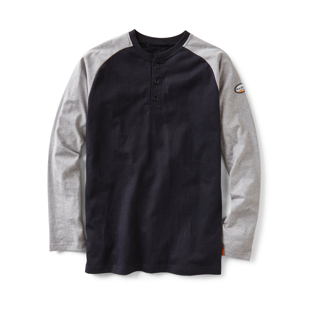 Rasco FR FR0401GY/BK Gray and Black Henley T-Shirt - CLOSEOUT-Fire Retardant Shirts.com