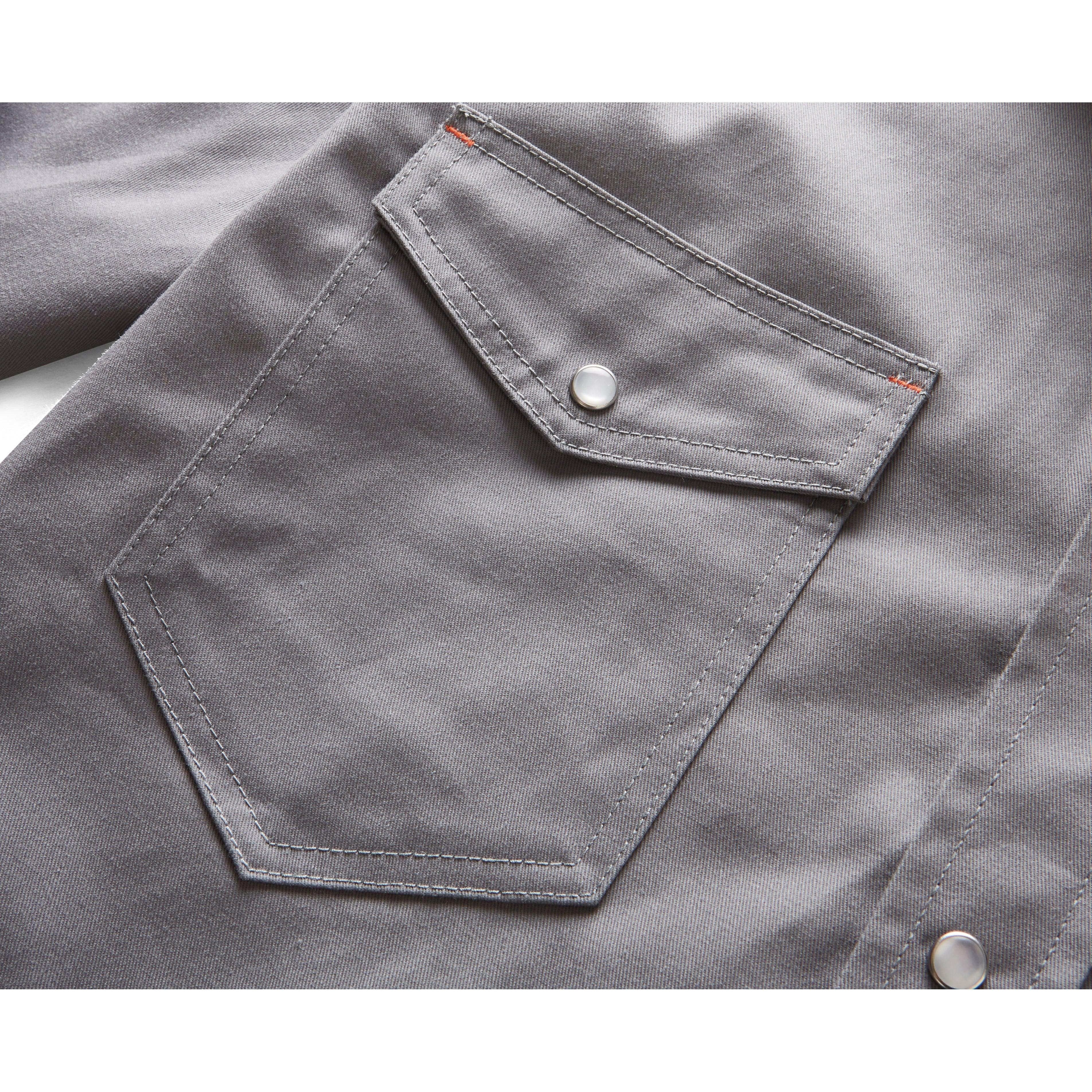 Rasco FR Gray Western Work Shirt With Snaps – Flame Resistant, 7.5 Oz Cotton Twill, HRC 2 Compliant