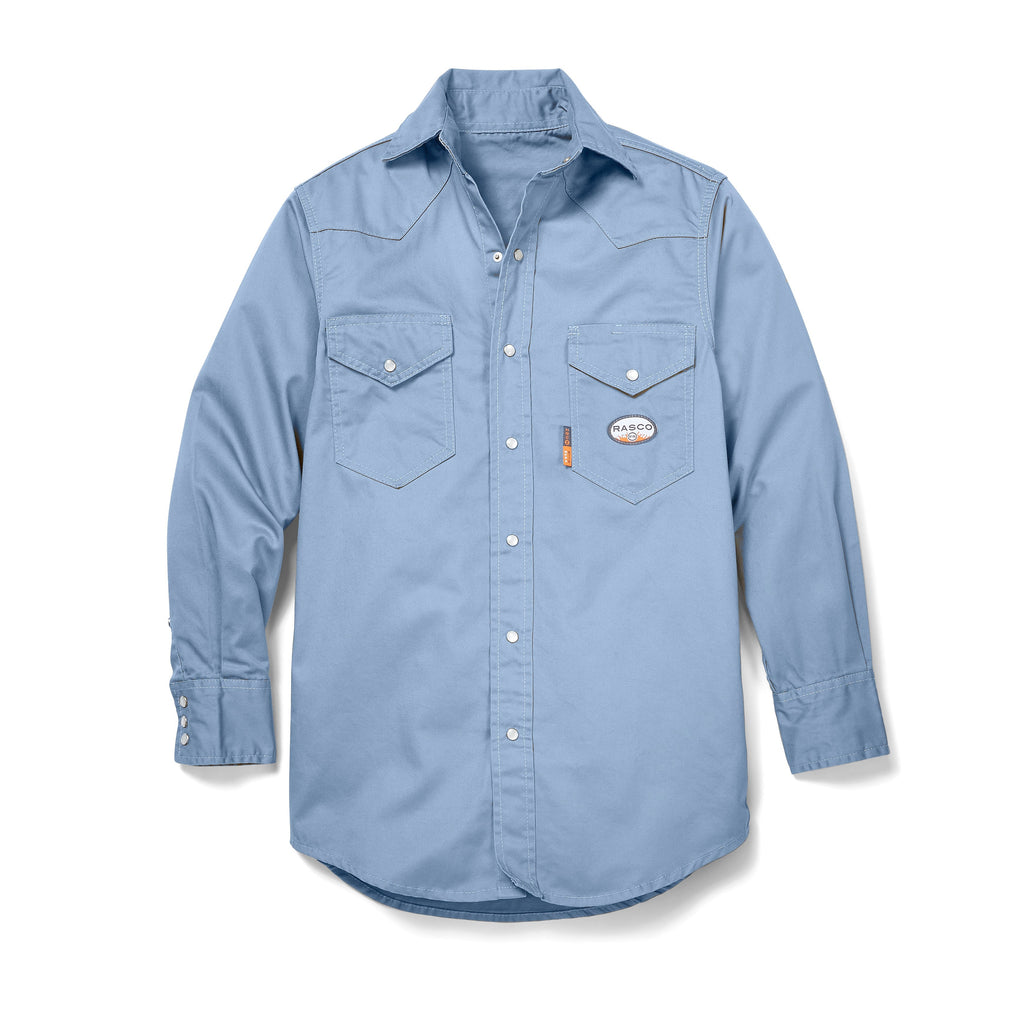 Rasco FR FR1003WB Work Blue Lightweight Work Shirt-Fire Retardant Shirts.com