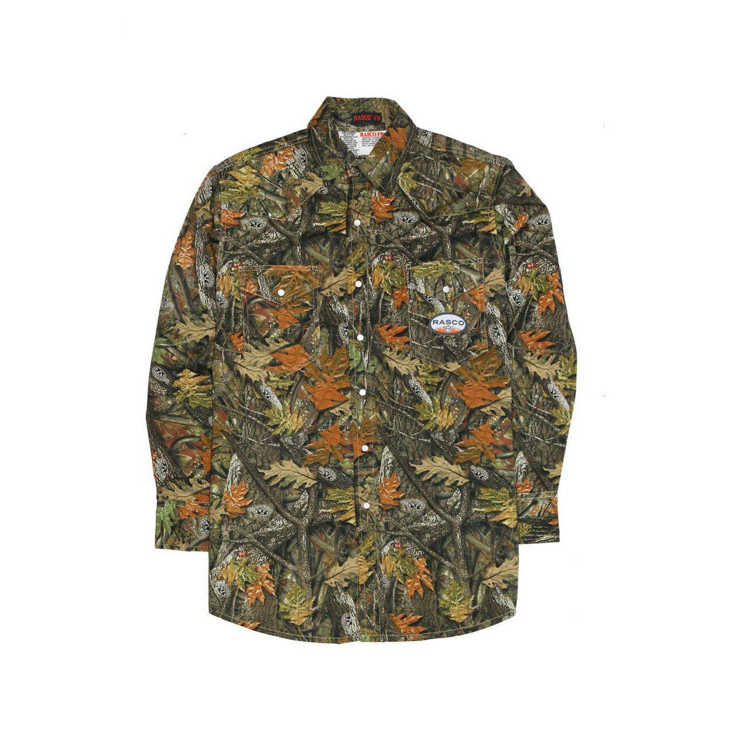 Rasco FR FR1003WC Woodland Camo Lightweight Work Shirt-Fire Retardant Shirts.com