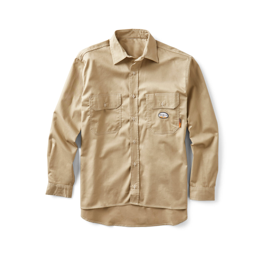 Rasco FR FR1303KH Khaki Uniform Shirt - CLOSEOUT-Fire Retardant Shirts.com