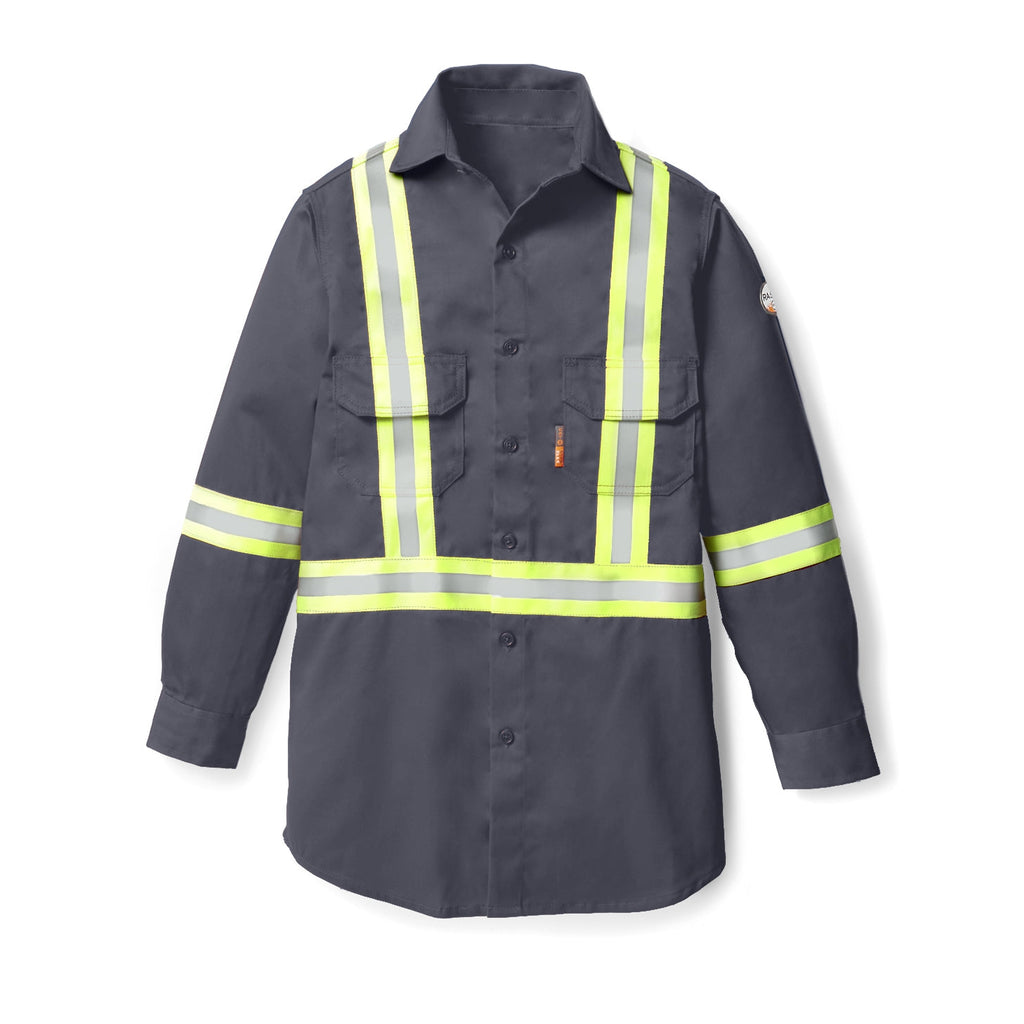 Rasco FR FR1403GY Gray Uniform Shirt with Reflective Trim-Fire Retardant Shirts.com