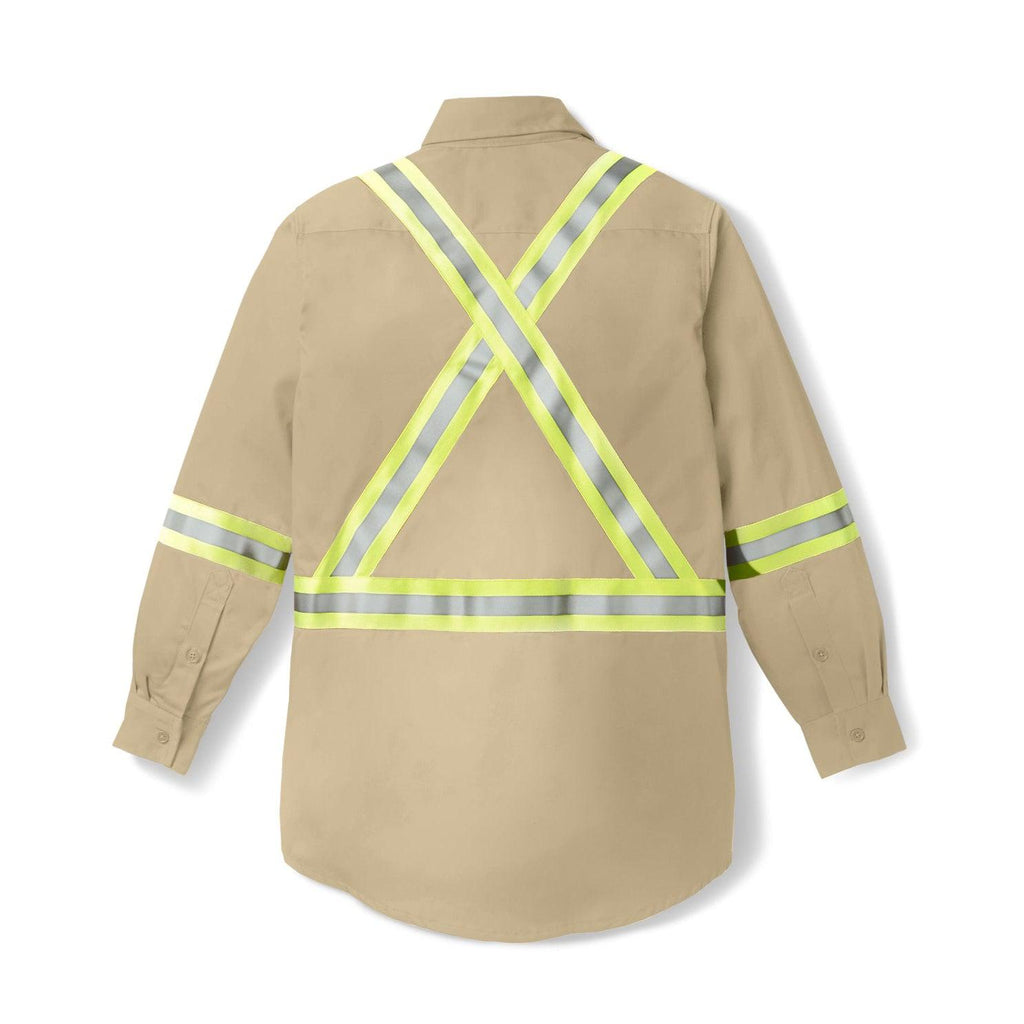 Rasco FR FR1403KH Khaki Uniform Shirt with Reflective Trim-Fire Retardant Shirts.com