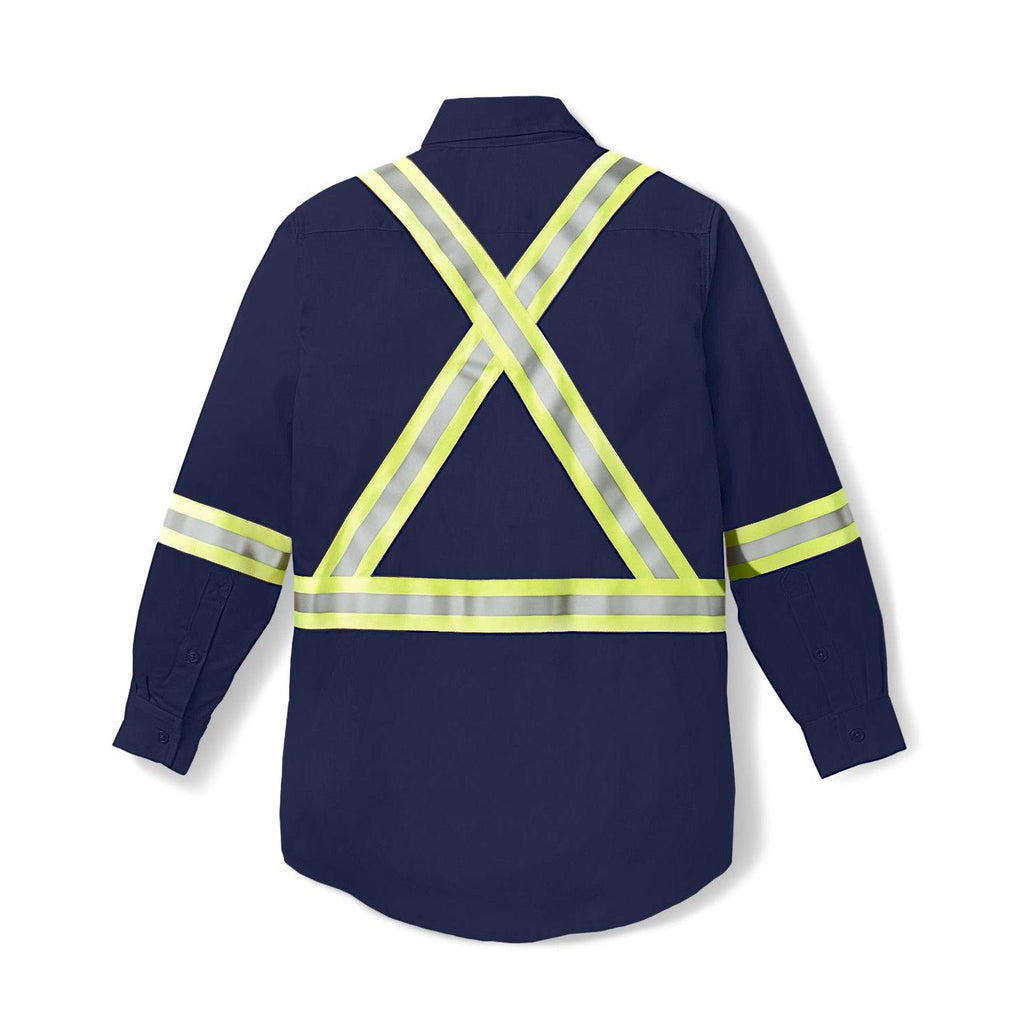 Rasco FR FR1403NV Navy Uniform Shirt with Reflective Trim-Fire Retardant Shirts.com
