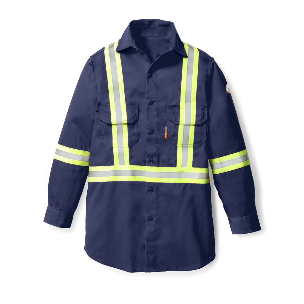 Rasco FR FR1403NV Navy Uniform Shirt with Reflective Trim-Fire Retardant Shirts.com