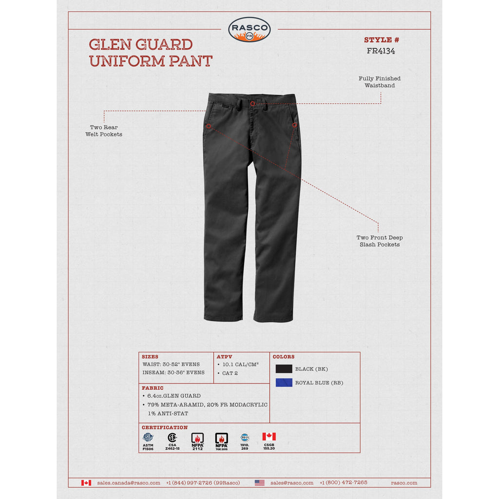 Rasco FR FR4134BK GlenGuard Uniform Pant-Fire Retardant Shirts.com