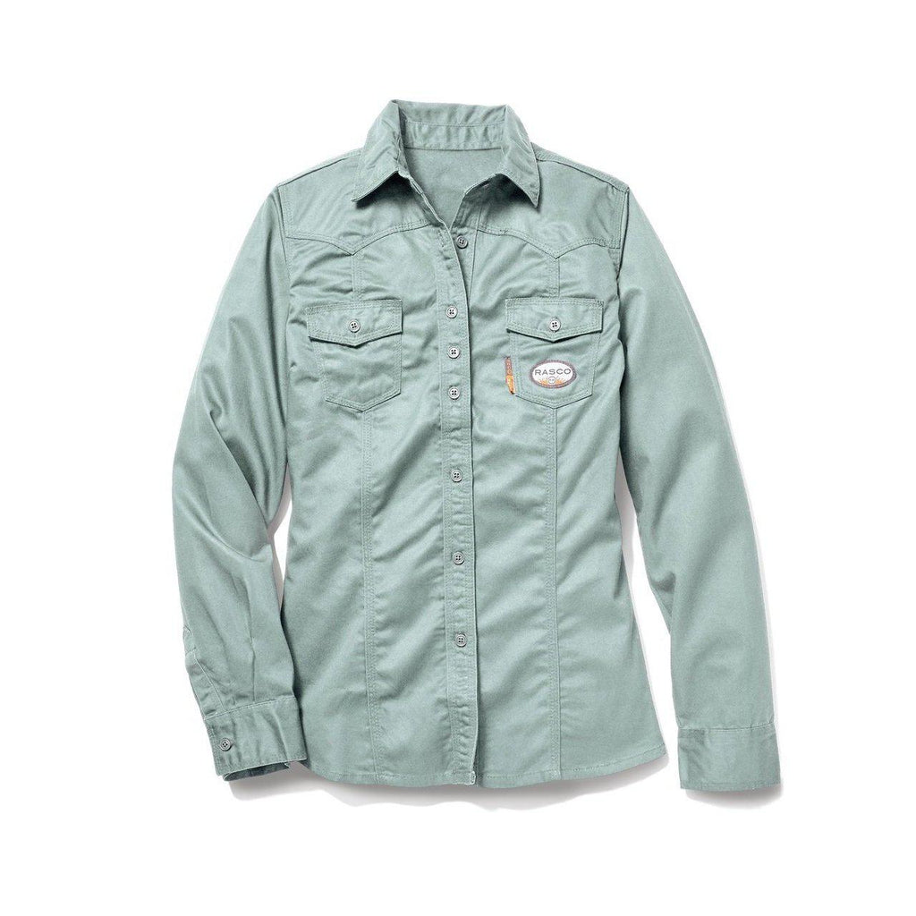 Rasco FR FR4903SG Women’s Sage Green Work Shirt-Fire Retardant Shirts.com