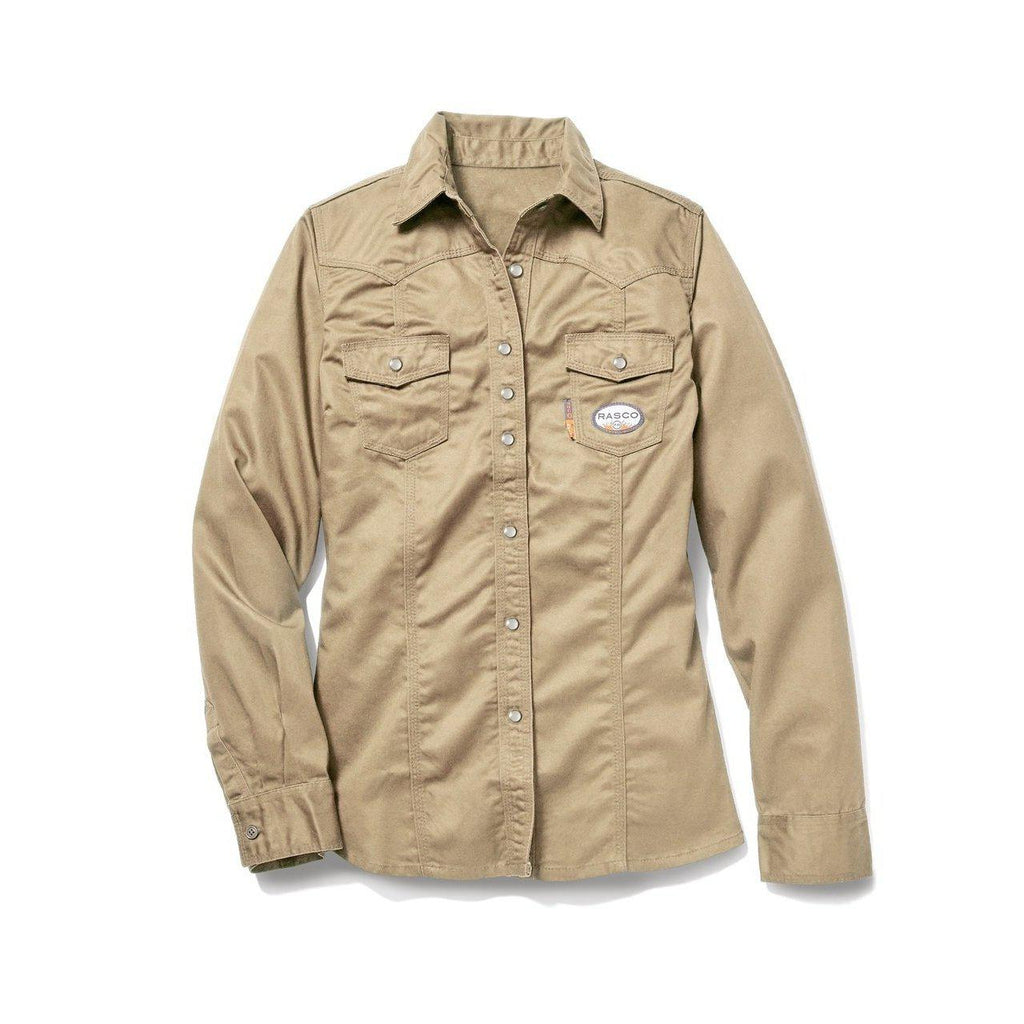 Rasco FR FR5003KH Women’s Khaki Work Shirt-Fire Retardant Shirts.com