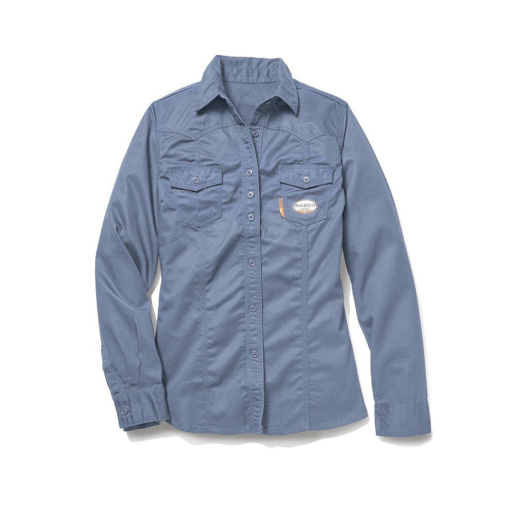 Rasco FR FR5003WB Women’s Work Blue Work Shirt-Fire Retardant Shirts.com