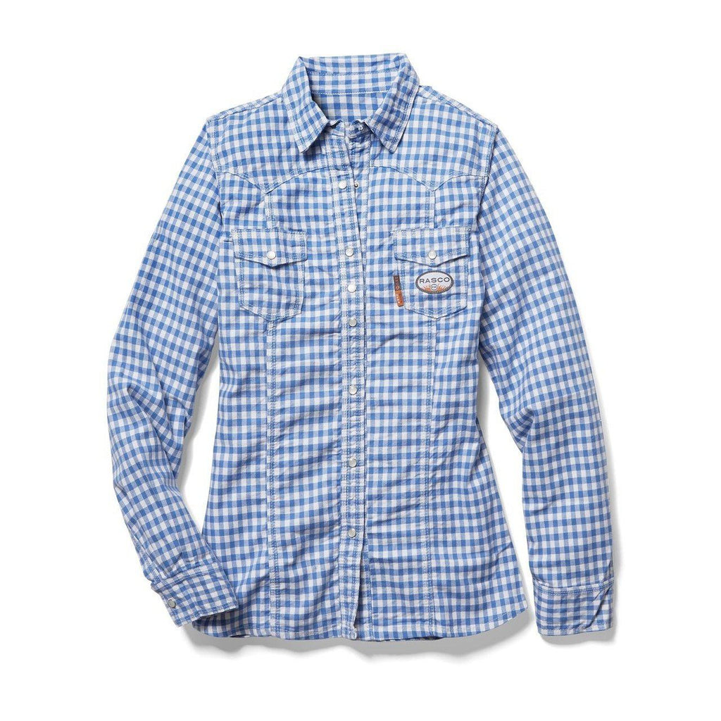 Rasco FR FR5024BL Women’s Blue Plaid Work Shirt-Fire Retardant Shirts.com