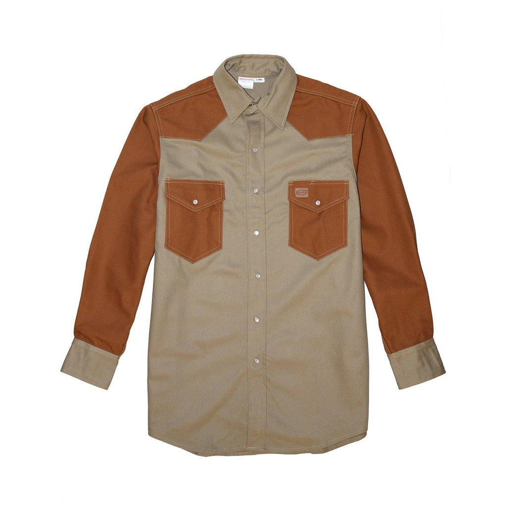 Rasco Non-FR KB1450 Khaki/Brown Duck Two Tone Work Shirt-Fire Retardant Shirts.com