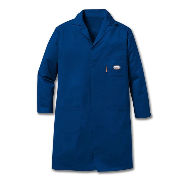 Rasco FR FR5605CNV Navy 88/12 Lab Coat with Cuff Closure