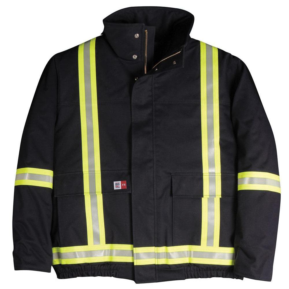 Big Bill FR M405US7-NAY Navy Bomber Jacket with Reflective Material - Fire Retardant Shirts.com