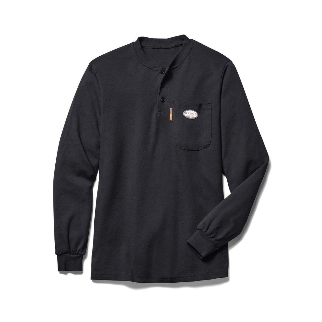 Rasco FR FR0101BK Black Henley T-Shirt - Fire Retardant Shirts.com