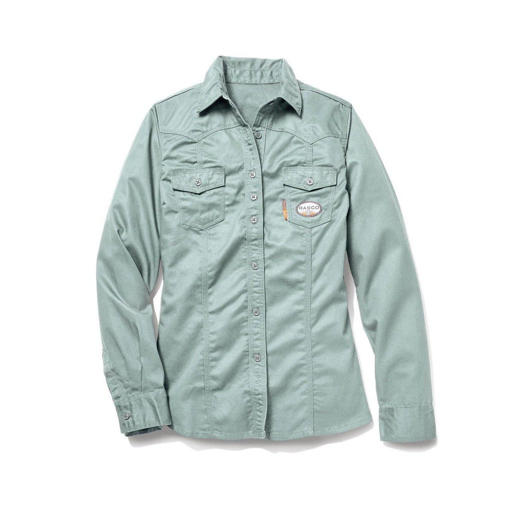 Rasco FR FR4903SG Women’s Sage Green Work Shirt